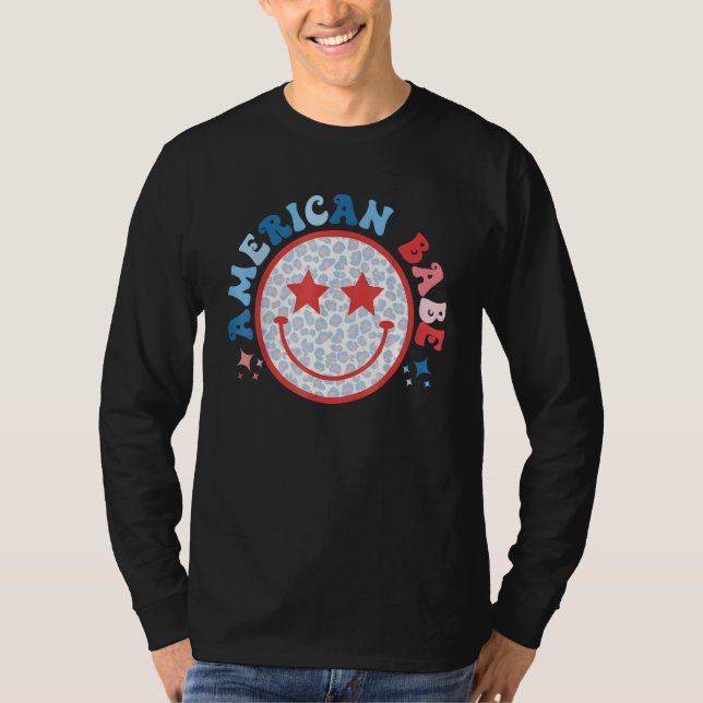 American Girls Babe Leopard Smile Face 4th of July T-Shirt (Front)