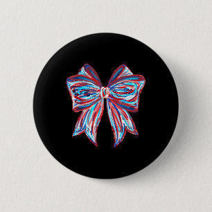 American Girly 4th Of July American Flag Coquette Button