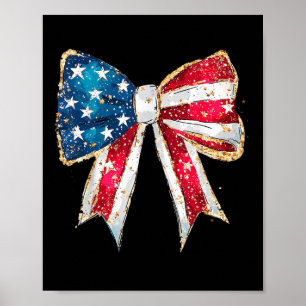 American Girly 4th Of July American Flag Coquette Poster