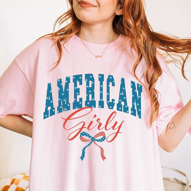 American Girly Shirt, Coquette 4th of July T-Shirt (Creator Uploaded)
