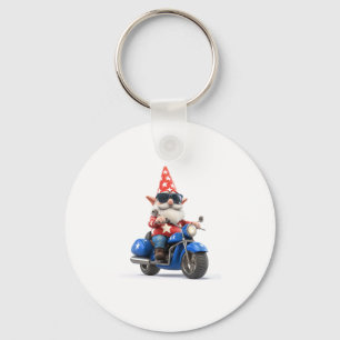 American Gnome Riding Motorcycle Keychain