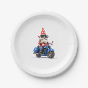 American Gnome Riding Motorcycle Paper Plates