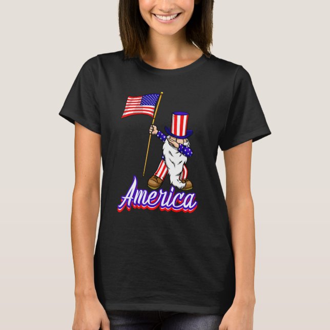 American Gnome  Women Independence America Flag Lo T-Shirt (Front)