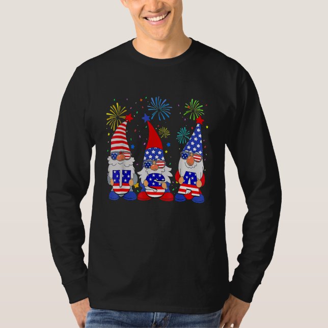 American Gnomes Sunglasses Patriotic USA 4th Of Ju T-Shirt (Front)