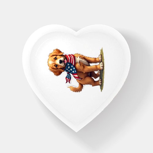 American Golden Puppy Vintage Patriotic Shirt 4 Paperweight