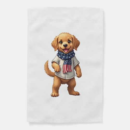 American Golden Puppy Vintage Patriotic Shirt Garden Flag