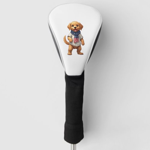 American Golden Puppy Vintage Patriotic Shirt Golf Head Cover