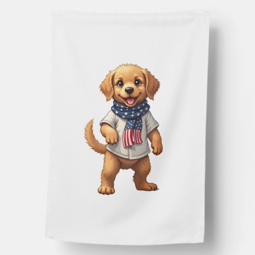 American Golden Puppy Vintage Patriotic Shirt House Flag