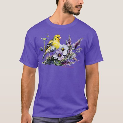 American Goldfinch Backyard Birds Lavender Garden T_Shirt