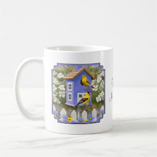 American Goldfinch Bird House Flower Garden Coffee Mug
