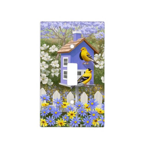 American Goldfinch Bird House Flower Garden Light Switch Cover