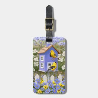 American Goldfinch Bird House Flower Garden Luggage Tag