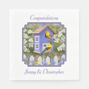American Goldfinch Bird House Flower Garden Paper Napkins