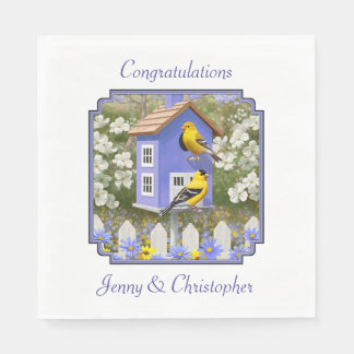 American Goldfinch Bird House Flower Garden Paper Napkins