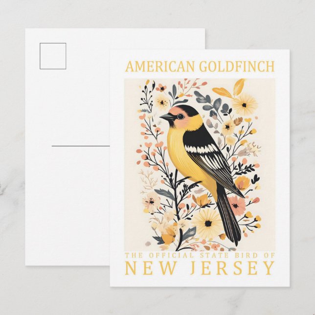 American Goldfinch Bird of New Jersey USA Postcard (Front/Back)