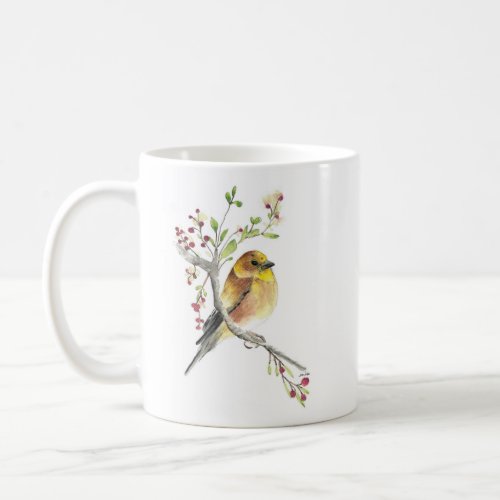 American Goldfinch Bird Watercolor Art Coffee Mug
