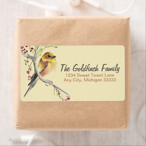 American Goldfinch Bird Watercolor Art Label