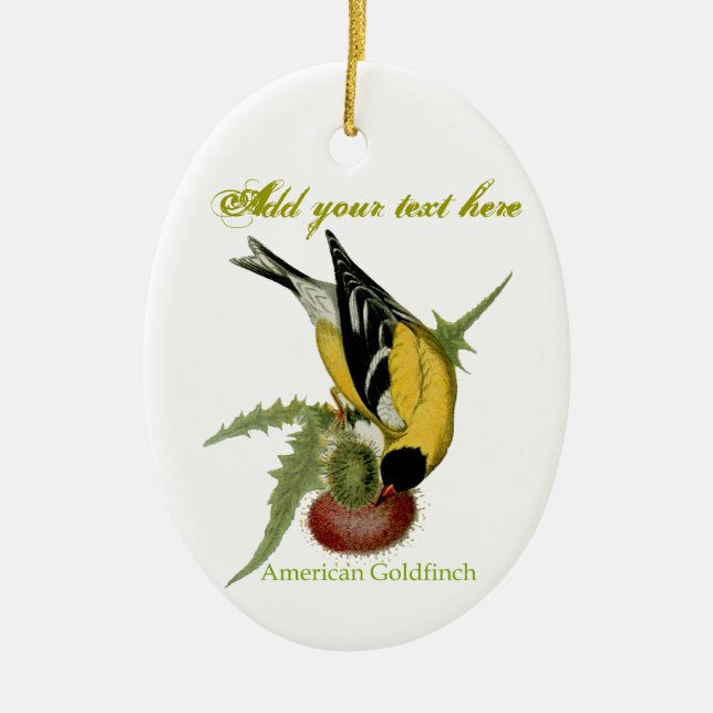 American Goldfinch Ceramic Ornament (Front)