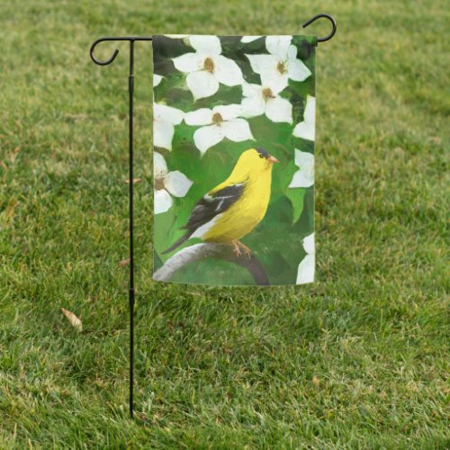 American Goldfinch in Winter Painting _ Wild Bird  Garden Flag