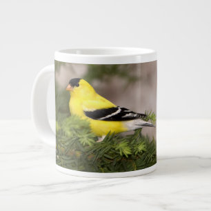 American Goldfinch male in a tree Large Coffee Mug