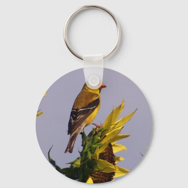 American Goldfinch on Sunflower Keychain (Front)