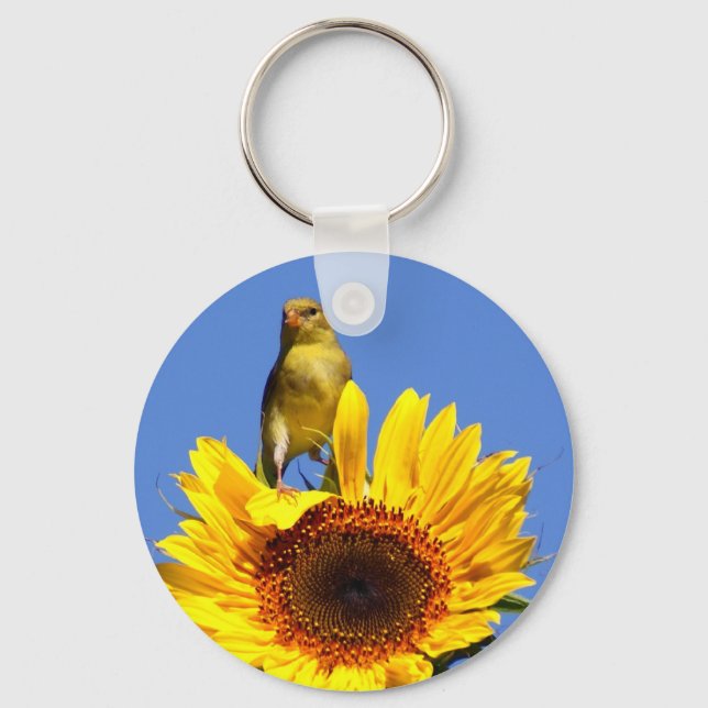 American Goldfinch on Sunflower Keychain (Front)
