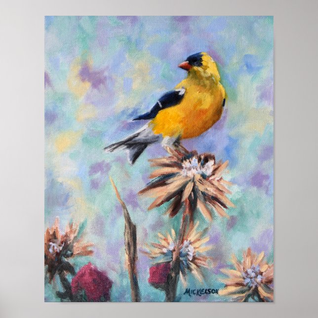 American Goldfinch on Thistle Fine Art Poster (Front)
