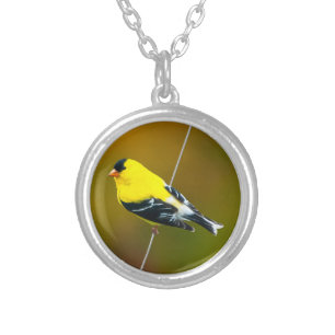 American Goldfinch - Original Photograph Silver Plated Necklace