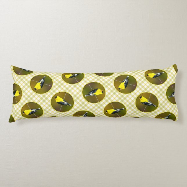 American Goldfinch Songbird Original Photograph Body Pillow (Front)