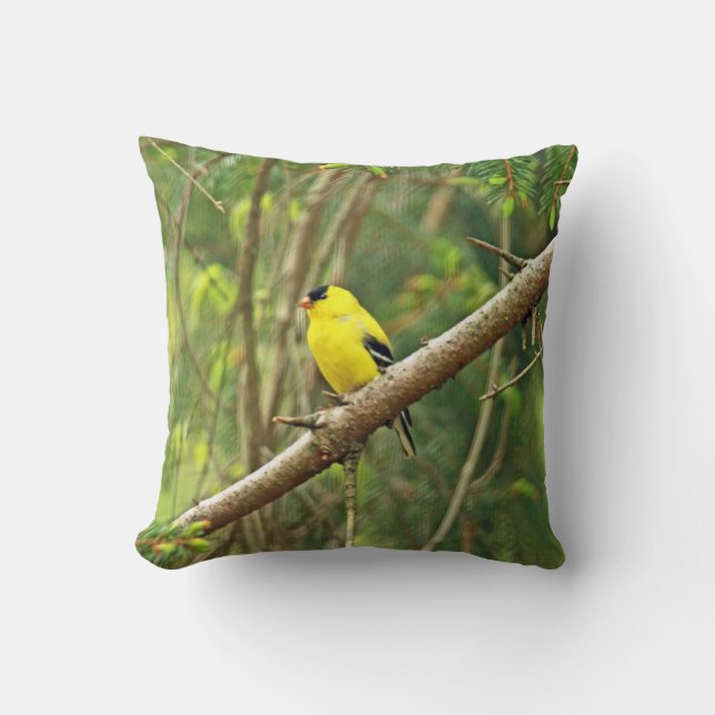 American Goldfinch Songbird - Spinus tristis Throw Pillow (Front)