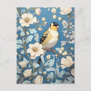 American Goldfinch William Morris Inspired Postcard