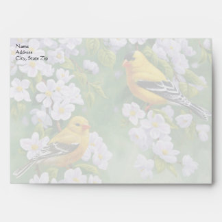 American Goldfinches & Pink Apple Blossoms Envelope