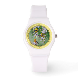 American Goldfinches & Pink Apple Blossoms Watch