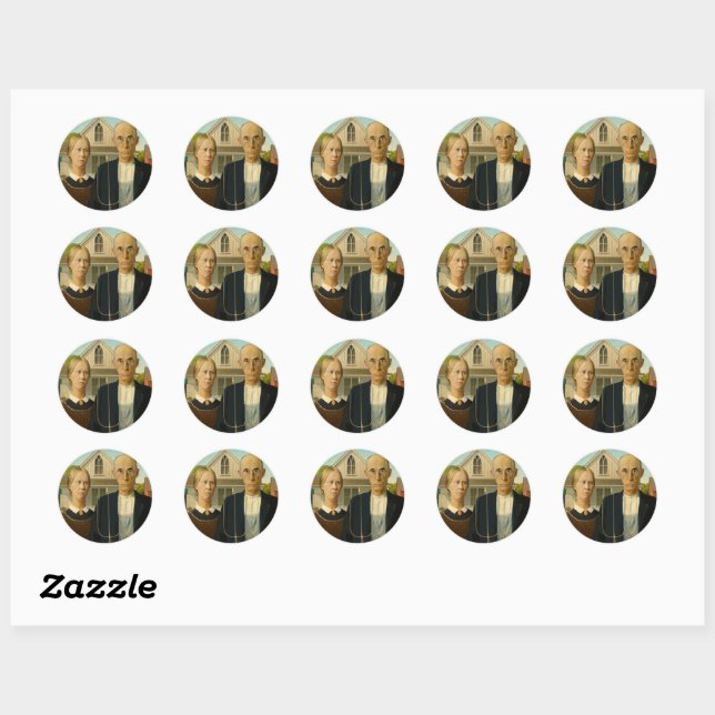 American Gothic, 1930 by Grant Wood Classic Round Sticker (Sheet)