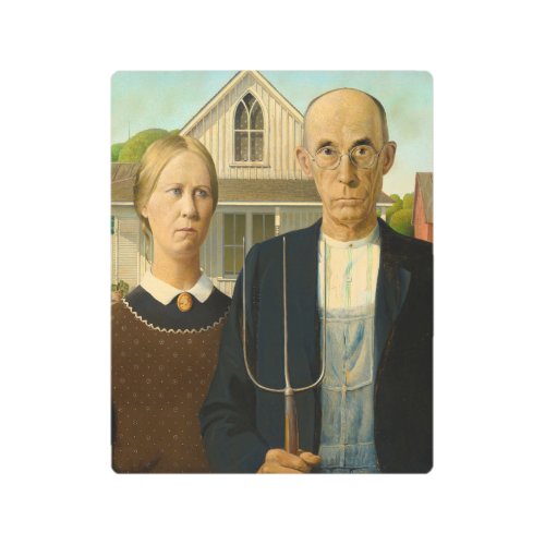 American Gothic 1930 by Grant Wood Metal Print