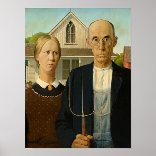 American Gothic 1930 by Grant Wood Poster