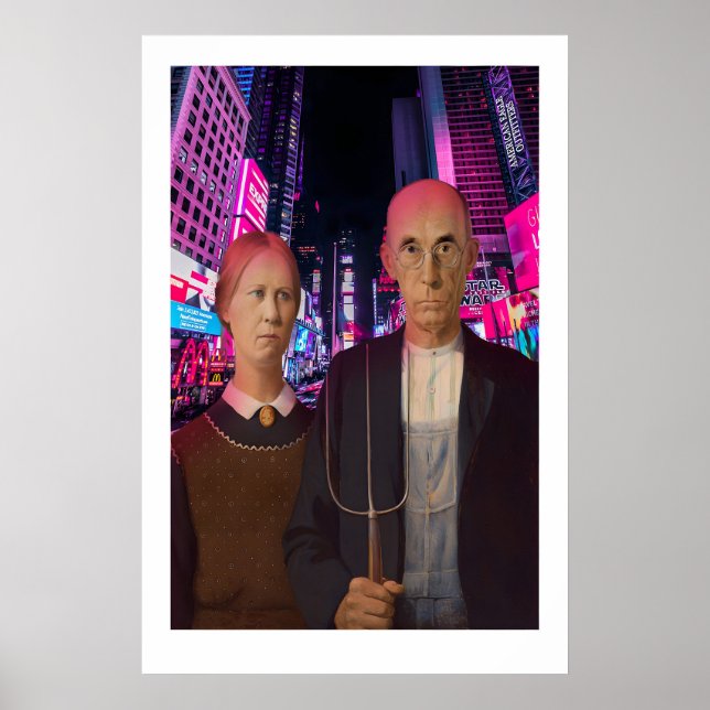 American Gothic Art Print Times Square Neon, US (Front)