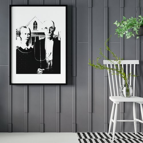 American Gothic Black and White unframed Poster