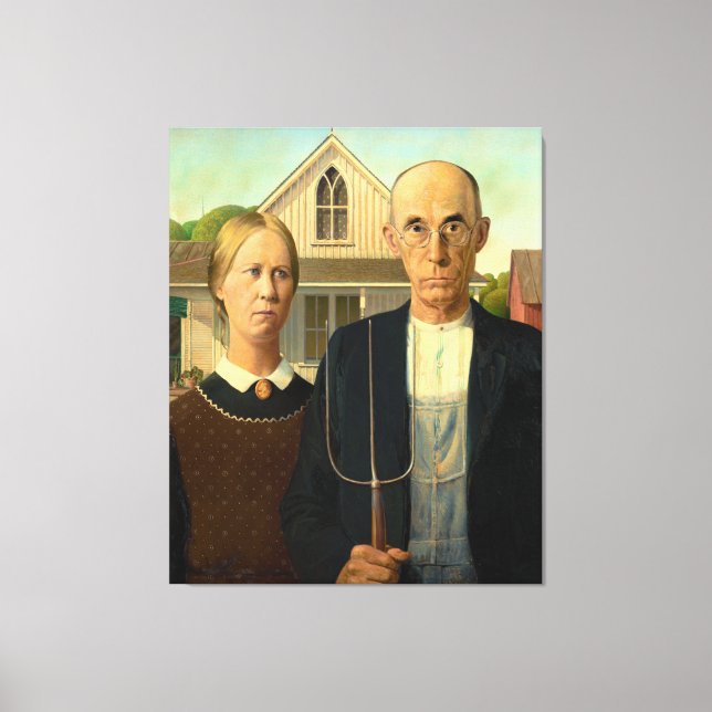 American Gothic by Grant Wood (1930) Canvas Print (Front)