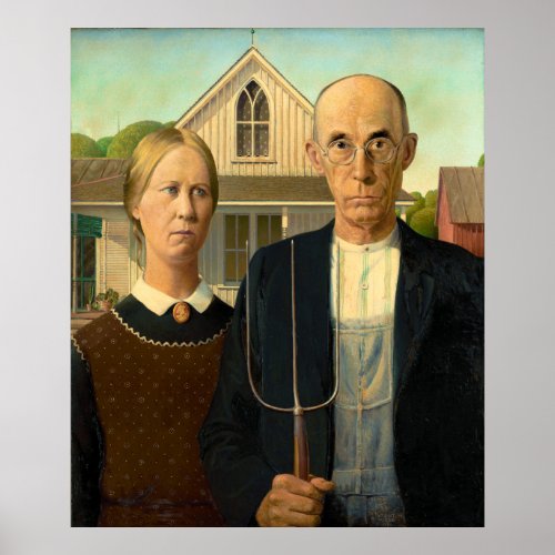American Gothic by Grant Wood 1930 Poster