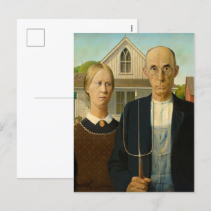 American Gothic by Grant Wood Holiday Postcard