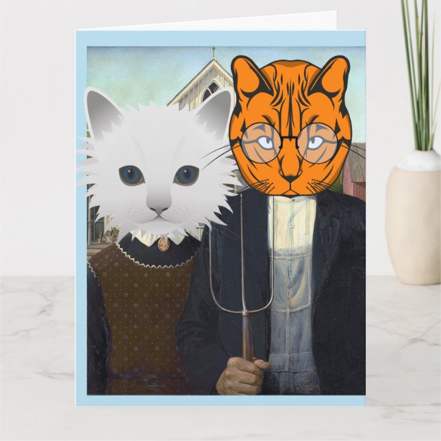 AMERICAN GOTHIC CAT ANNIVERSARY OVERSIZED CARD (Front)