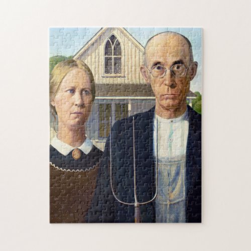 American Gothic Classic Painting Grant Wood Jigsaw Puzzle