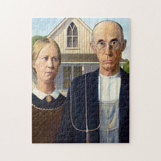 American Gothic Classic Painting Grant Wood Jigsaw Puzzle (Vertical)