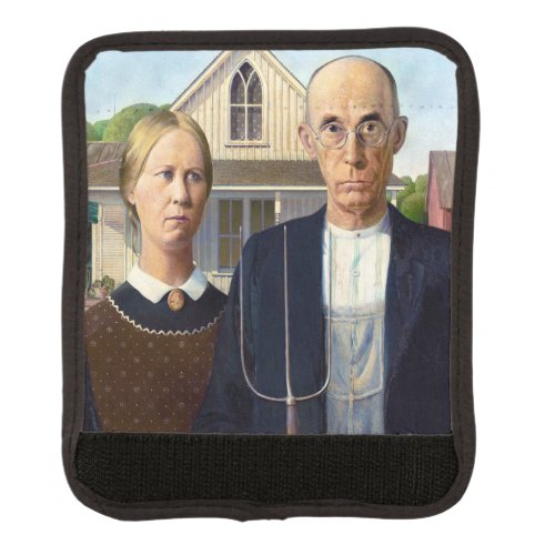 American Gothic Classic Painting Grant Wood Luggage Handle Wrap