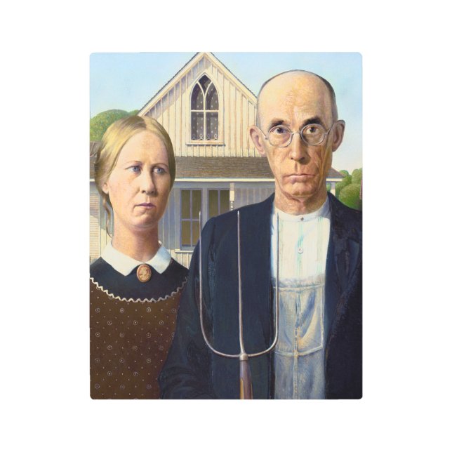 American Gothic Classic Painting Grant Wood Metal Print (Front)