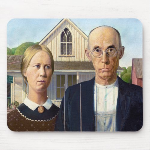 American Gothic Classic Painting Grant Wood Mouse Pad