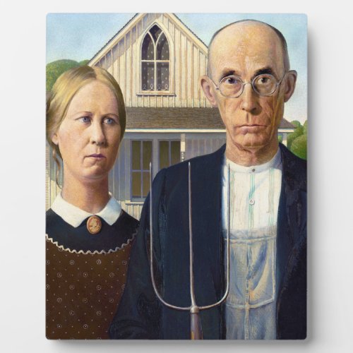 American Gothic Classic Painting Grant Wood Plaque
