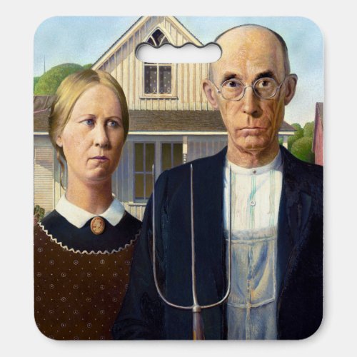 American Gothic Classic Painting Grant Wood Seat Cushion