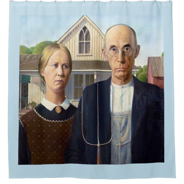American Gothic Classic Painting Grant Wood Shower Curtain (Front)